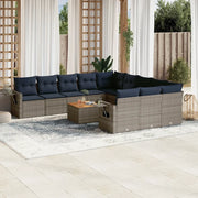 Set Divani da Giardino 12 pz con Cuscini Grigio in Polyrattan 3224794