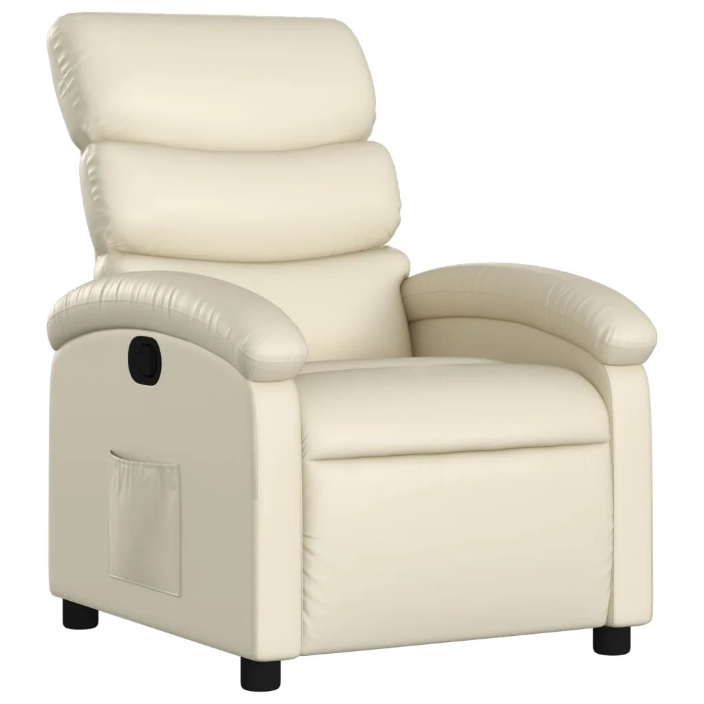 Divano Sedia-Poltrona reclinabile in similpelle color crema 404110