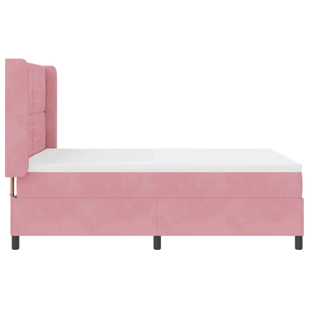 Letto a molle con materasso Rosa 140 x 190 cm Velluto 3341953