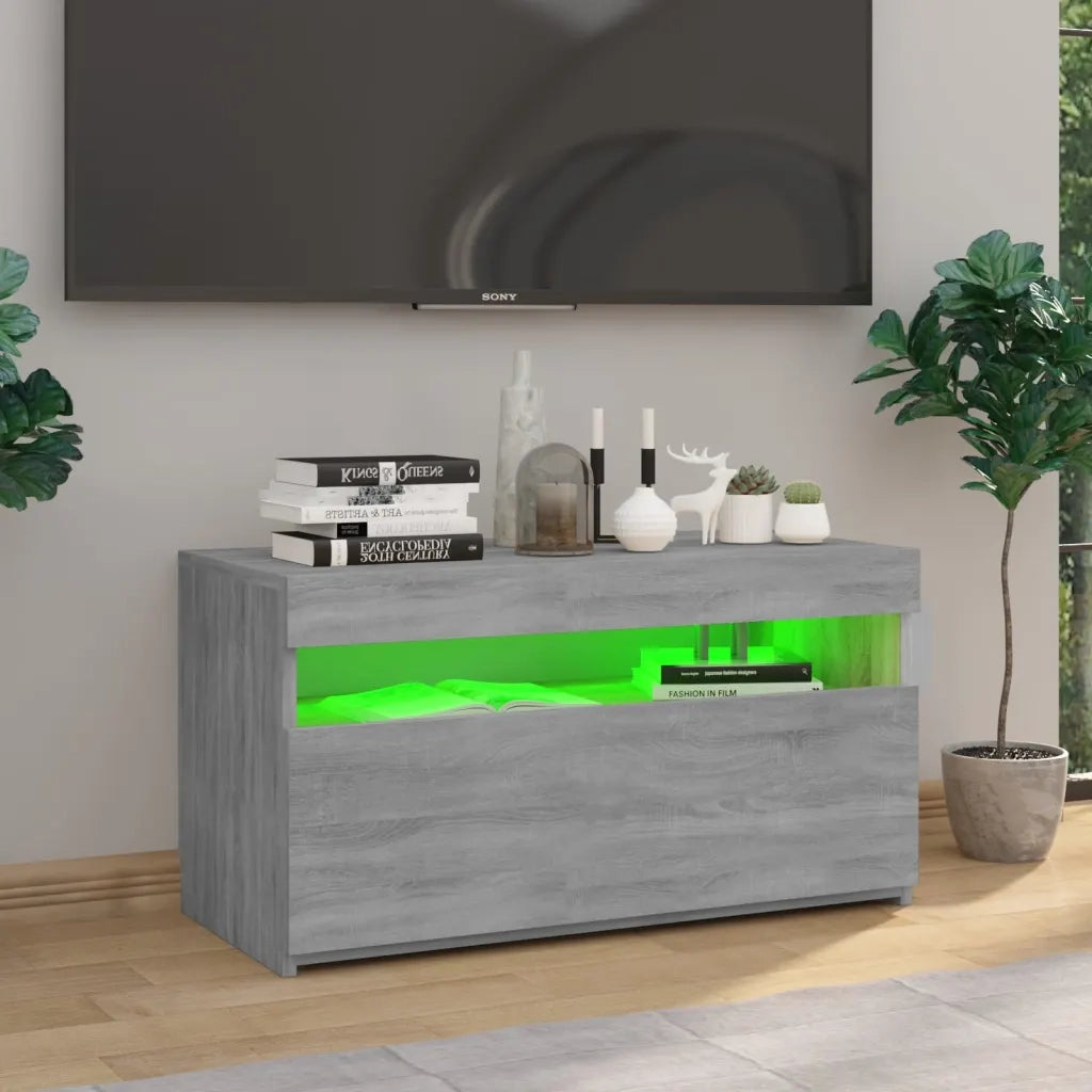 Mobile Porta TV con Luci LED-Mobile per TV-Credenza TV Grigio Sonoma 75x35x40 cm