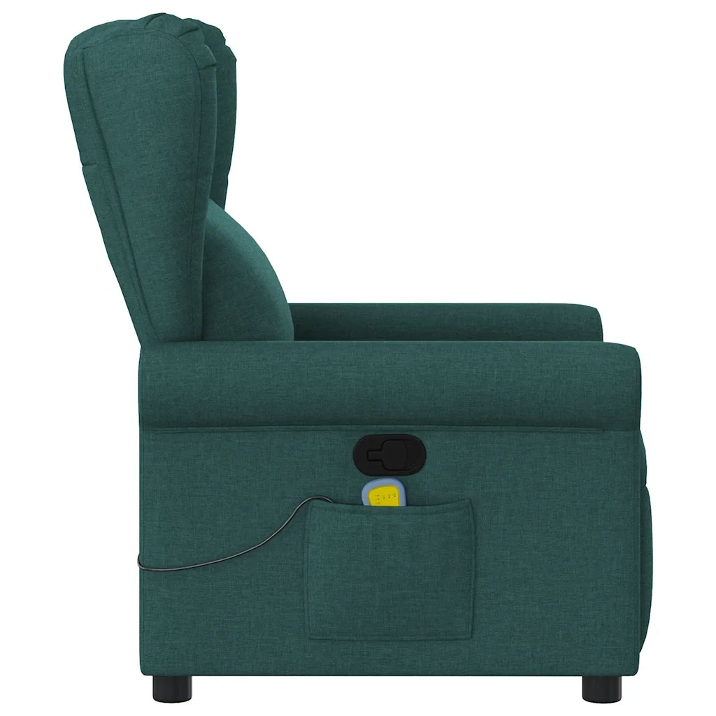 Poltrona Massaggiante Reclinabile Verde Scuro in Tessuto 4015672