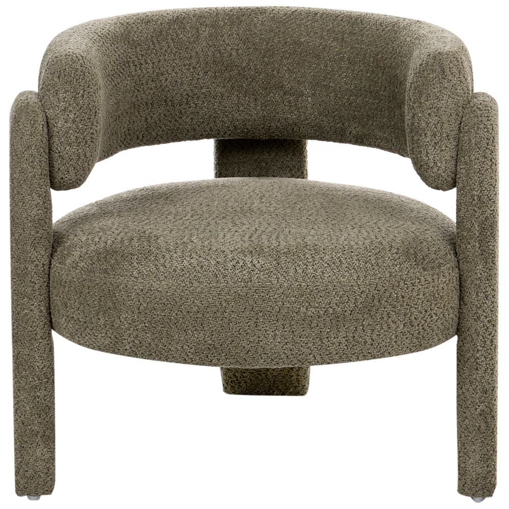Poltrona imbottita in ciniglia con schienale curvo seduta moderna in stile scandinavo verde scuro