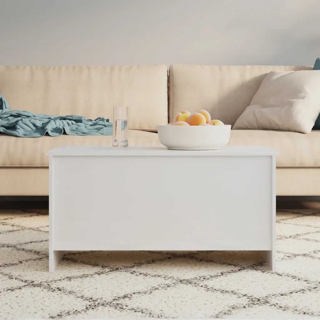 Tavolino Bianco Lucido 102x55,5x52,5 cm in Legno Multistrato 809671