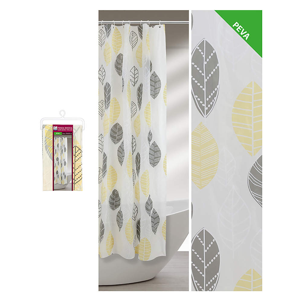 Tenda Doccia da Bagno con Ganci Fantasia Floreale in Peva Formato: 180 x 200 cm
