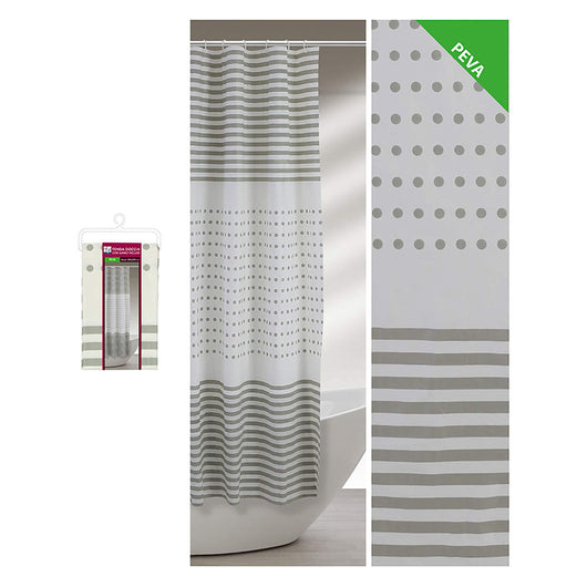 Tenda Doccia da Bagno con Ganci Fantasia Righe in Peva Formato: 180 x 200 cm