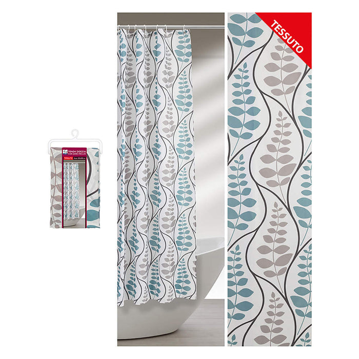 Tenda Doccia da Bagno con Ganci Gocce Colorate Azzurro Grigio Formato: 240 x 200 cm