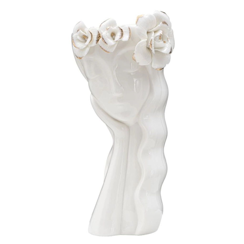 Vaso Woman Cute in porcellana bianca con dettagli oro