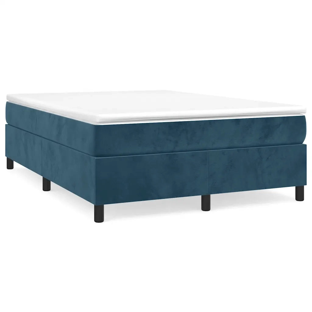 Struttura Letto a Rete a Molle-Giroletto Blu Scuro 140x190 cm in Velluto 105836