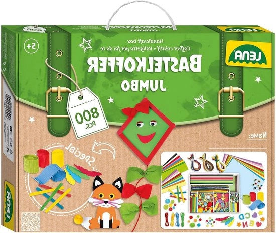 Cassa di attività per bambini - materiale di attività con gomma di schiuma - carta colorata - perle - pompon - nastri di seta - nodi - occhi di pesca - adatto da 5 anni