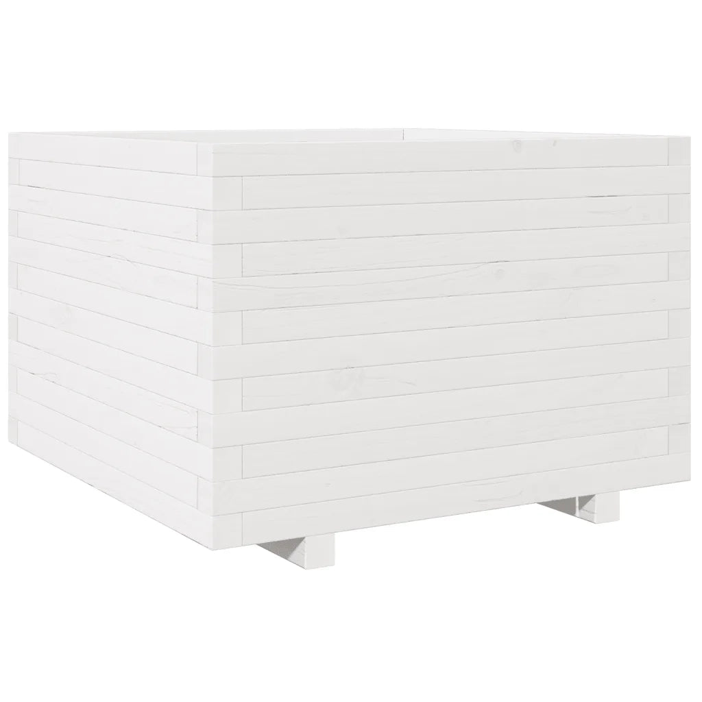 Fioriera da Giardino-Vaso da Esterno Bianca 70x70x49,5cm Legno Massello di Pino 741930