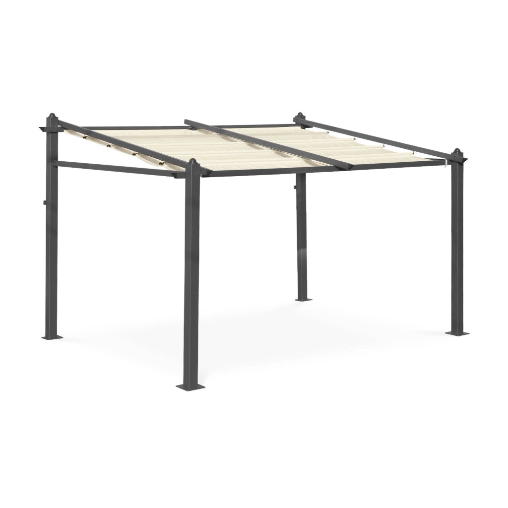 3x4m  pergola in alluminio con copertura scorrevole, ecrù