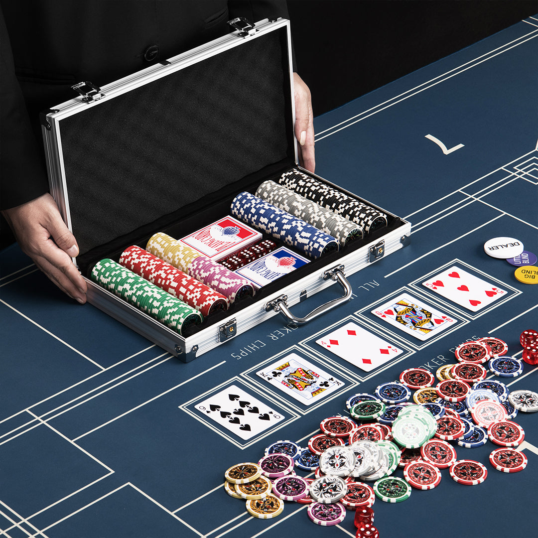 Set Valigetta Poker 300 Chip Fiches in Alluminio 2 Mazzi Texas Hold'em Blackjack