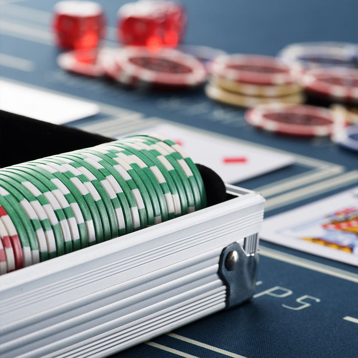 Set Valigetta Poker 300 Chip Fiches in Alluminio 2 Mazzi Texas Hold'em Blackjack