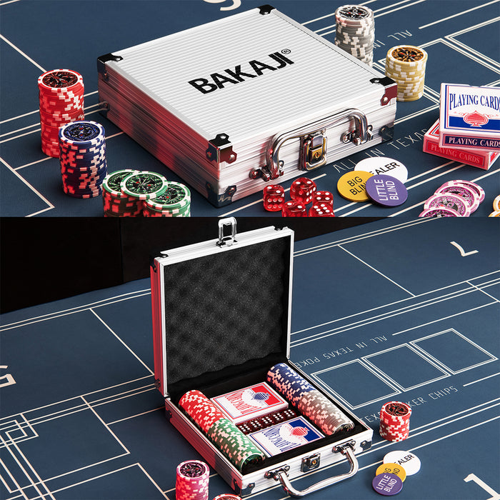 Set Valigetta Poker 100 Chip Fiches in Alluminio 2 Mazzi Texas Hold'em Blackjack