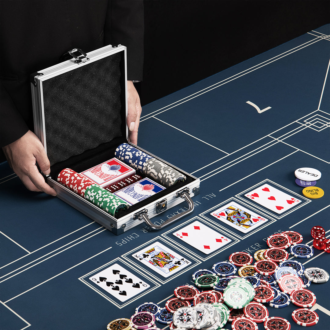 Set Valigetta Poker 100 Chip Fiches in Alluminio 2 Mazzi Texas Hold'em Blackjack