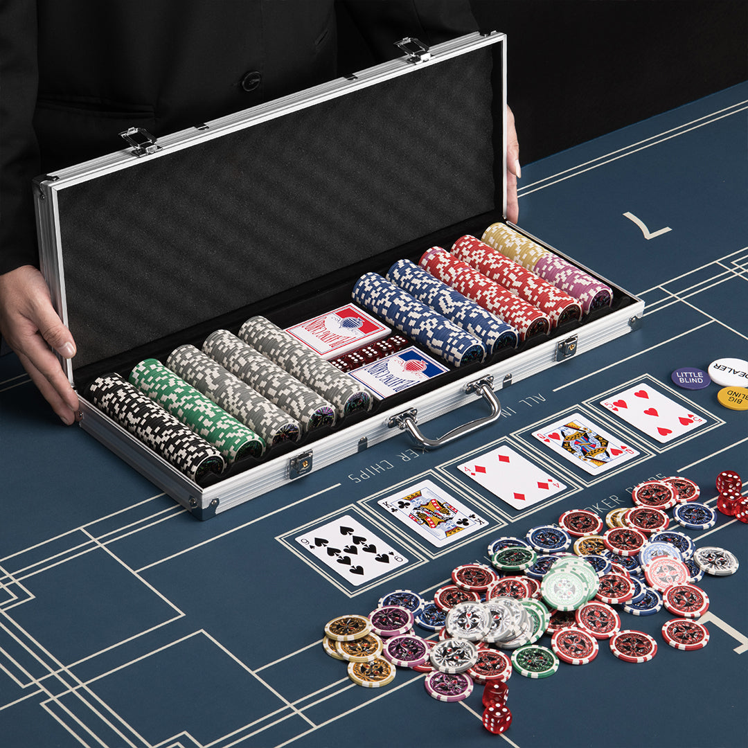Set Valigetta Poker 500 Chip Fiches in Alluminio 2 Mazzi Texas Hold'em Blackjack