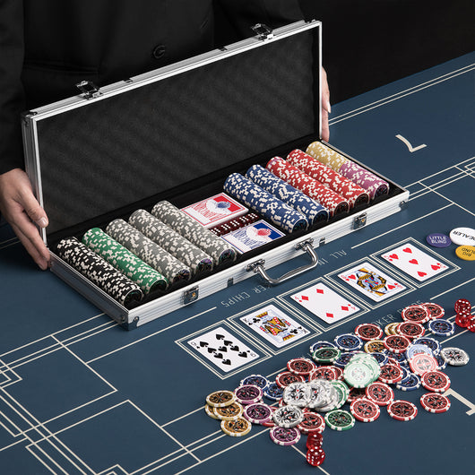 Set Valigetta Poker 500 Chip Fiches in Alluminio 2 Mazzi Texas Hold'em Blackjack