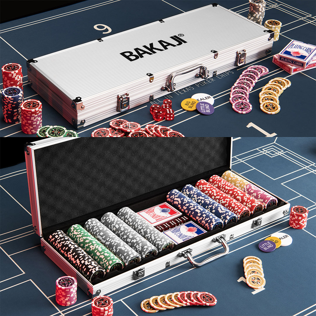 Set Valigetta Poker 500 Chip Fiches in Alluminio 2 Mazzi Texas Hold'em Blackjack