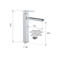 Miscelatore lavabo alto a cascata design moderno remer qubika