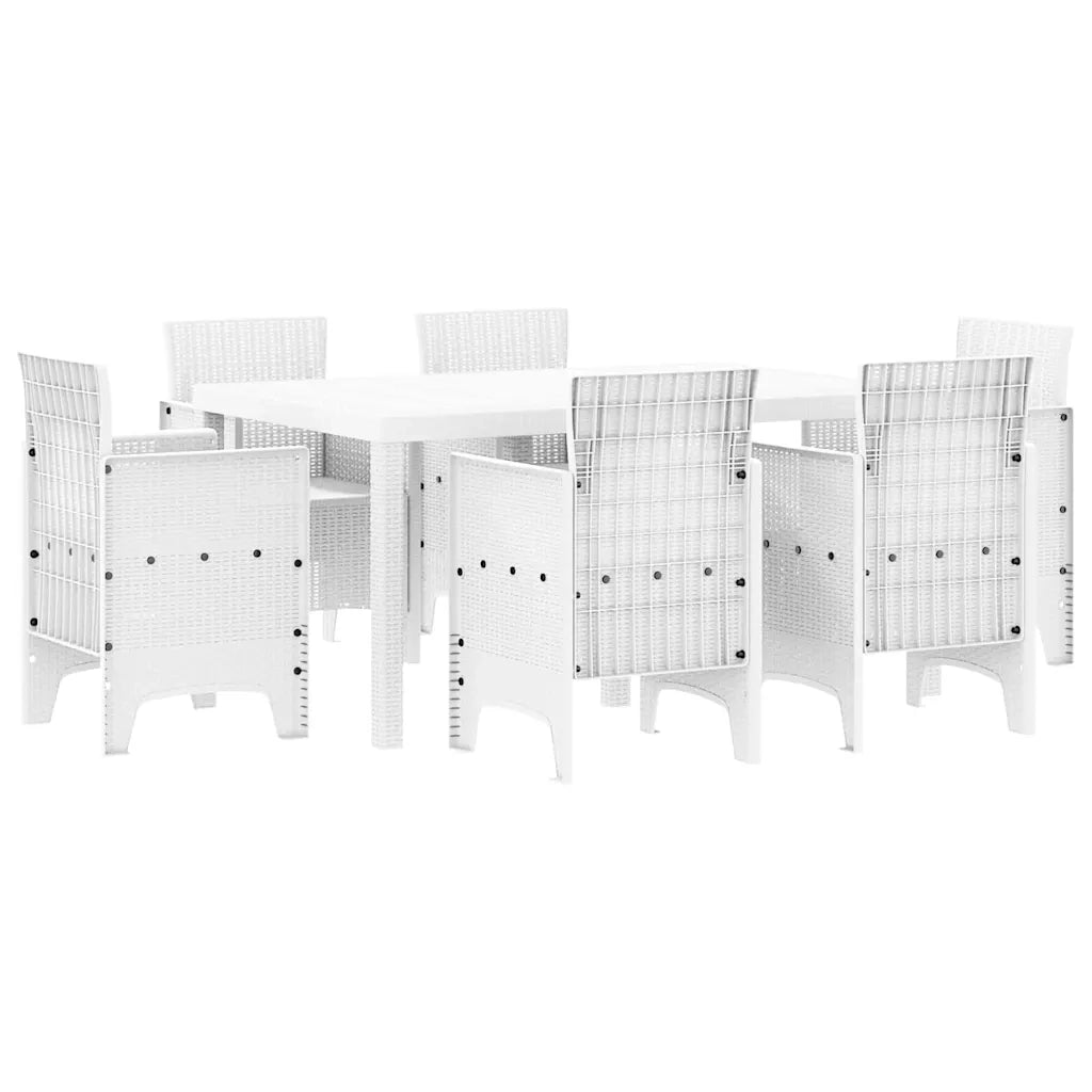 Set da Pranzo per Giardino 7 pcs Bianco Rattan Polt