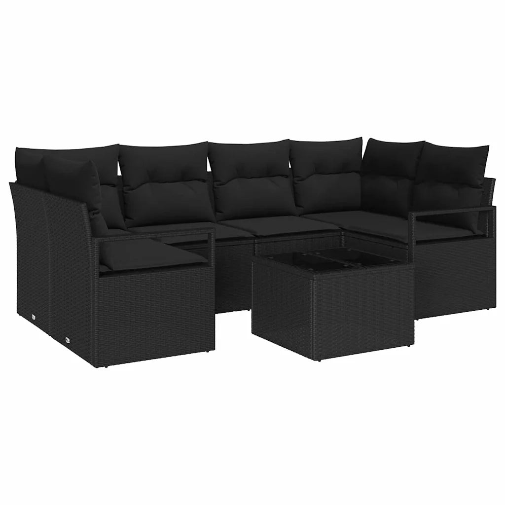 Set di divani 7 pcs Nero polyrattan 3346283