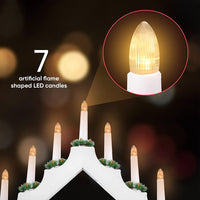 Candelabro Avvento Natalizio Elettrico Led 7 Candele di Natale Colore Bianco