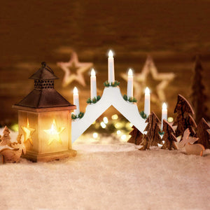 Candelabro Avvento Natalizio Elettrico Led 7 Candele di Natale Colore Bianco