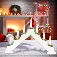 Candelabro Avvento Natalizio Elettrico Led 7 Candele di Natale Colore Bianco