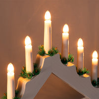 Candelabro Avvento Natalizio Elettrico Led 7 Candele di Natale Colore Bianco