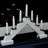 Candelabro Avvento Natalizio Elettrico Led 7 Candele di Natale Colore Bianco