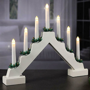 Candelabro Avvento Natalizio Elettrico Led 7 Candele di Natale Colore Bianco