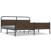 Letto matrimoniale | Letto per adulti | Giroletto senza Materaso in Metallo Rovere Marrone 200x200 cm