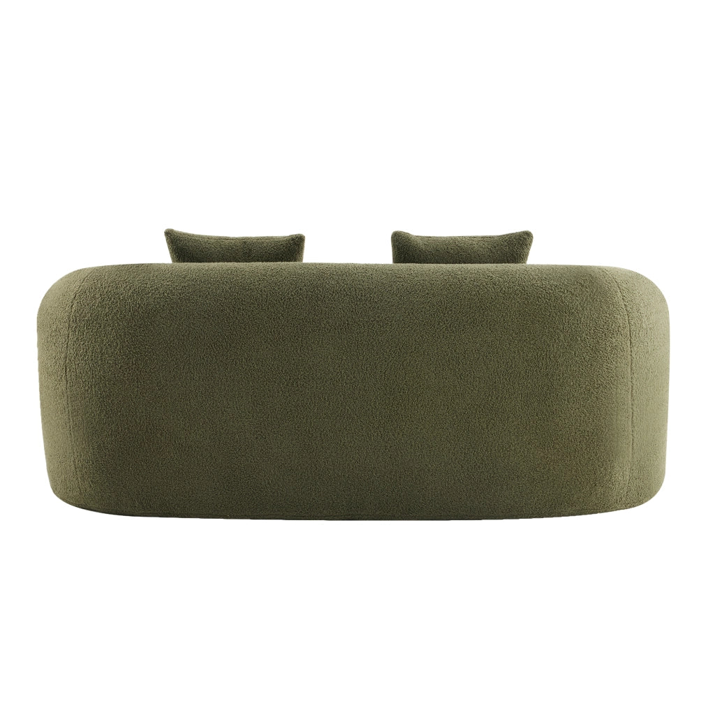 Divano a due posti curvo in schiuma e molle con cuscini per soggiorno camera da letto e ufficio verde 67 × 61 × 48 cm