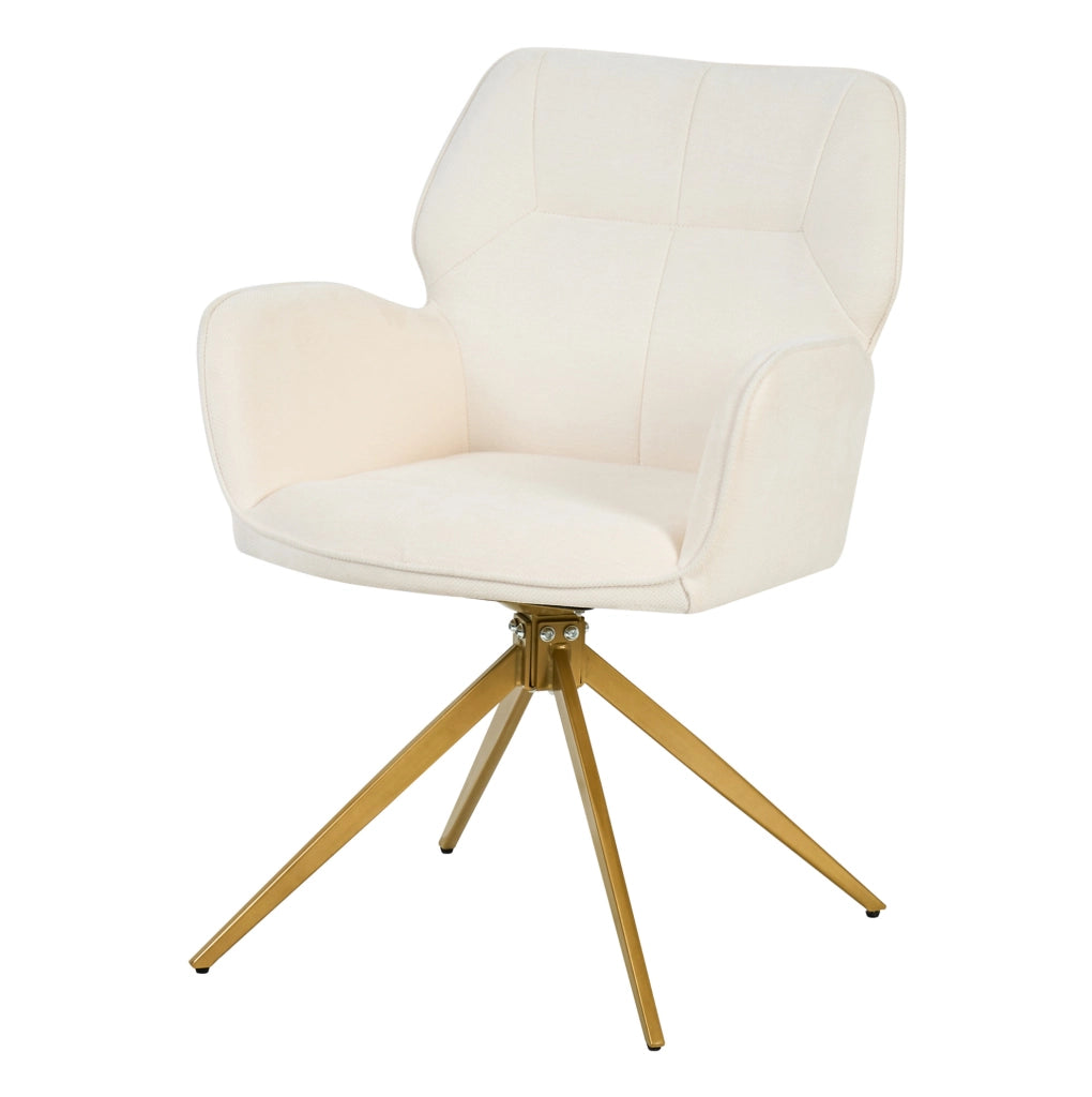 Set di 2 sedie girevoli 60.0x56.0x59.0 cm con schienale e braccioli in chenille e metallo crema