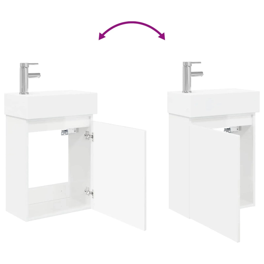 Mobile bagno con rubinetto Bianco Lucido 45,5 x 22,5 x 84 cm