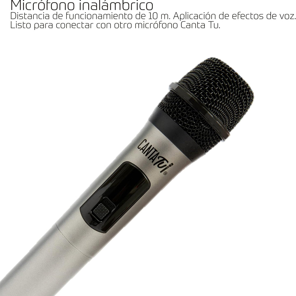 Microfono Wireless per Canta Tu Karaoke PRO Colore Argento Perfetto per i Duetti