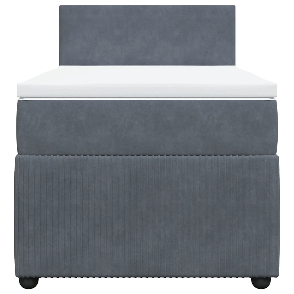 Giroletto a Molle con Materasso Grigio Scuro 80x200 cm Velluto