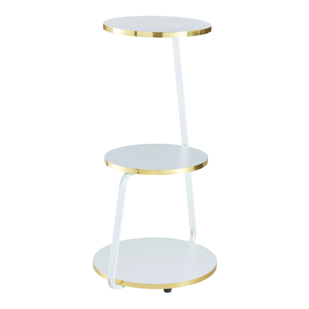 Tavolino laterale a 3 ripiani 74 x 46 x 37 cm bianco / oro 03_0008645