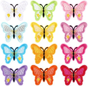 Pannelli applicabili opstrikkabili - 12 pezzi farfalla - Decorazioni ricamate - Attività manuali DIY - Abbigliamento/Accessori - Materiale: Poliestere, 7 x 5,4 cm - Pannelli decorativi applicabili