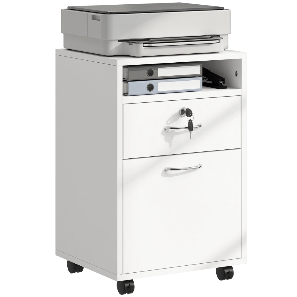 Cassettiera da Ufficio con Serratura ¨C Zephmum ¨C Bianco 40x35x60 cm
