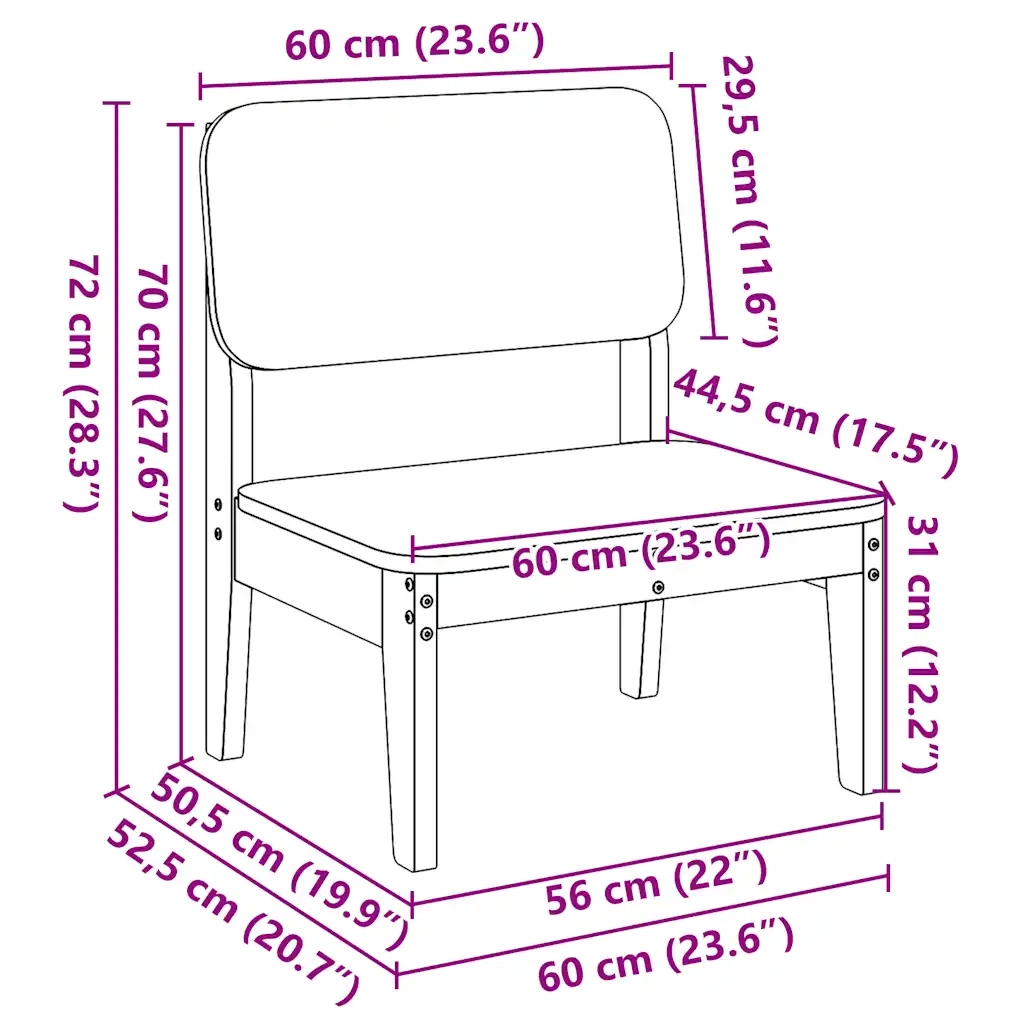 Sedie da Giardino 2 pz | Sedie da Esterno 60x52,5x72cm in Legno di Pino Impregnato