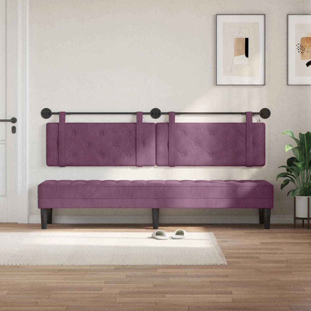 Testiera sospesa Con luce LED Viola Velluto 3424259