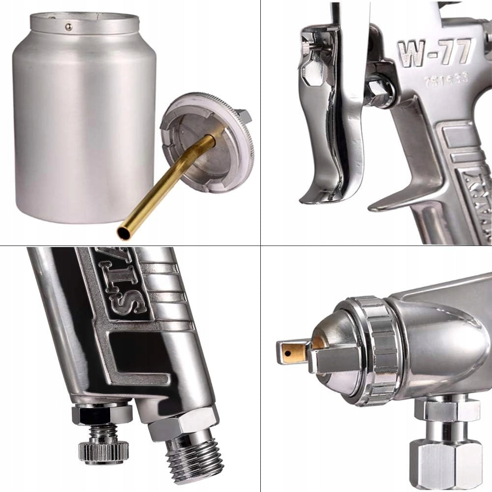 Pistola a Spruzzo Alta Pressione con Serbatoio 1L e Ugello 2mm – Design Ergonomico, Acciaio Inox, Regolazione 360°