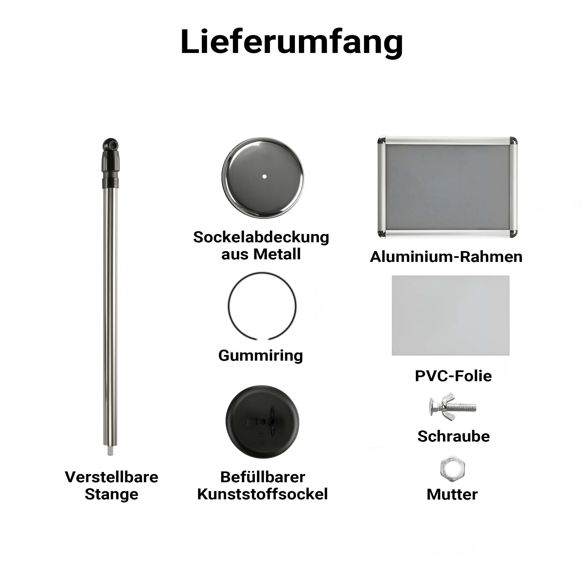 Espositore per poster, pubblicità, menù in A3, altezza regolabile 88-138 cm, supporto per presentazioni, stand, piedistallo in alluminio e acciaio