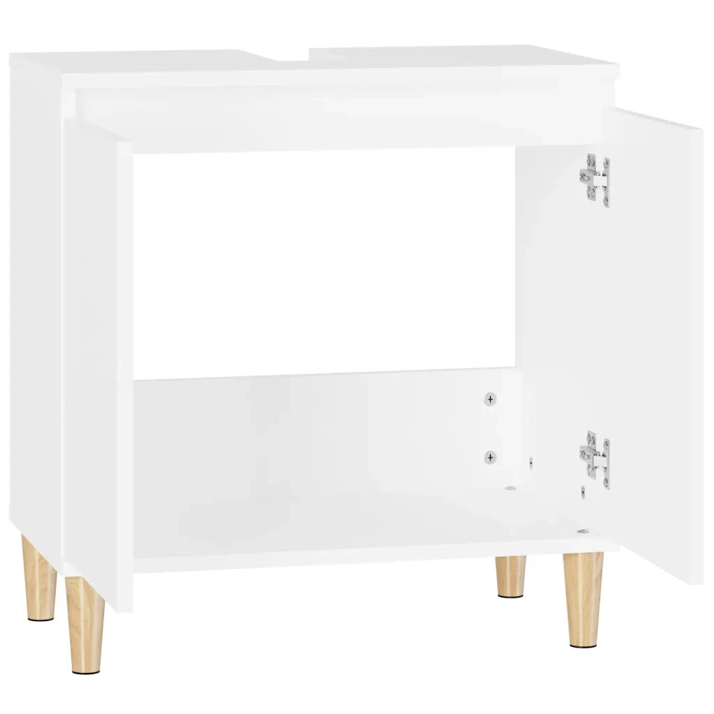 Mobile Lavabo-Armadietto da bagno Bianco 58x33x60 cm in Legno Multistrato