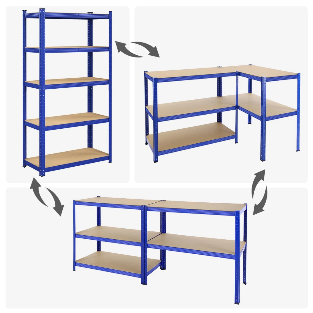 Scaffalatura metallica per carichi pesanti 200 x 100 x 50 cm 5 ripiani portata totale 875 kg (175 kg/ripiano) ripiani regolabili per garage/cantina blu 12_0002716