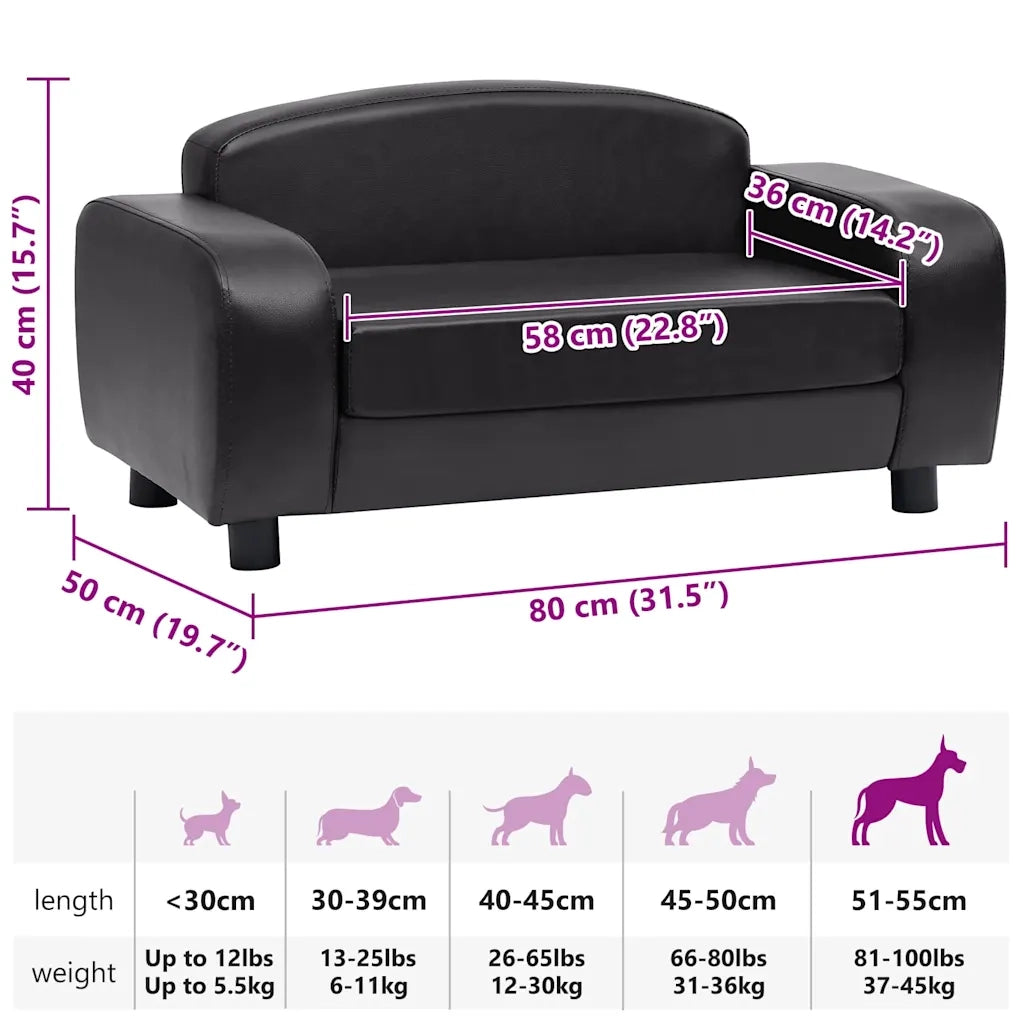 Divano per Cani Nero 80x50x40 cm in Similpelle CFW7735538