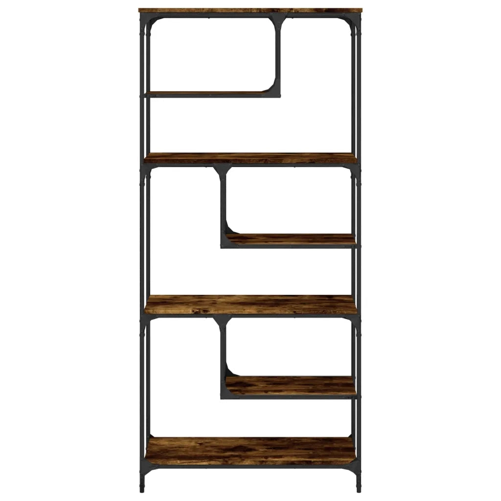 Libreria-Scaffale per Libri-Mobile di Stoccaggio Rovere Fumo 81x36x176 cm in Legno Multistrato
