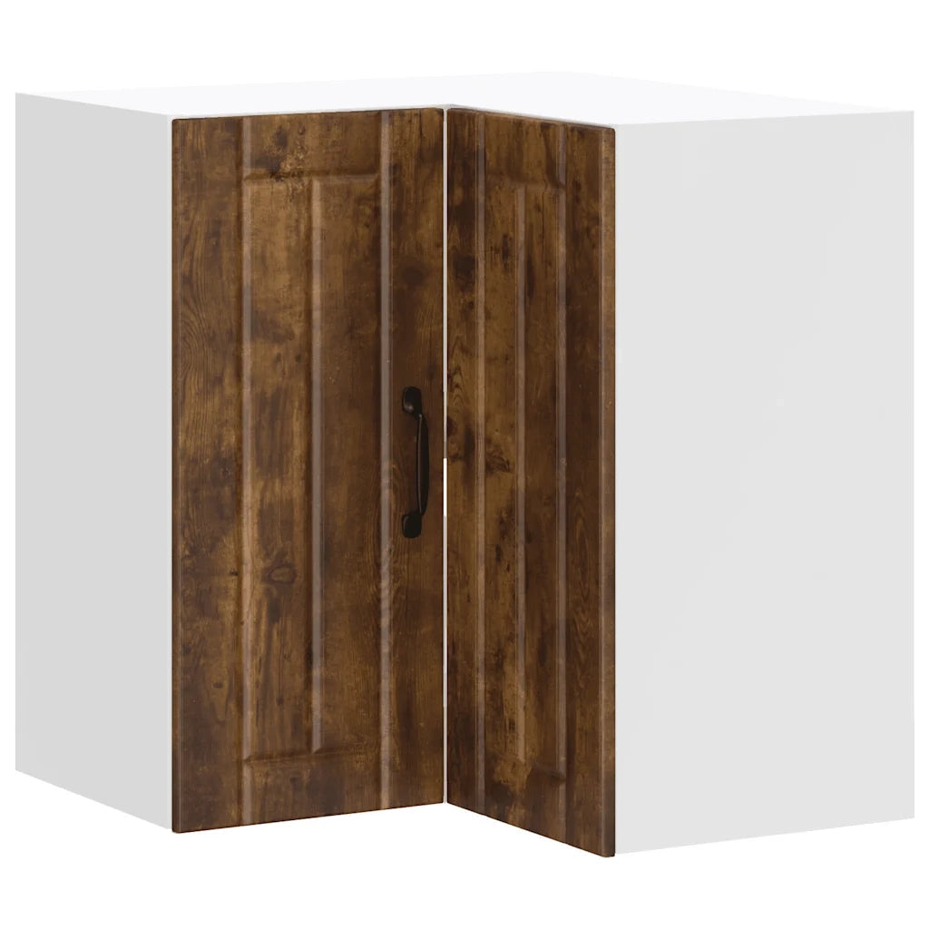 Pensile da Cucina ad Angolo-Mobile Cucina da Parete Lucca Rovere Fumo Legno Multistrato