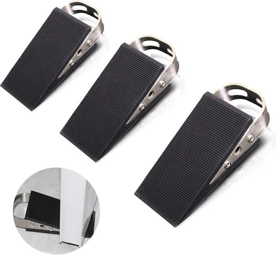 Blocco porta - Blocco porta esterno - Blocco porta interno - Dampiduttore - Blocco porta flessibile - Blocco finestra - Spia di gomma - Acciaio inox - Set 3 - Presa supplementare